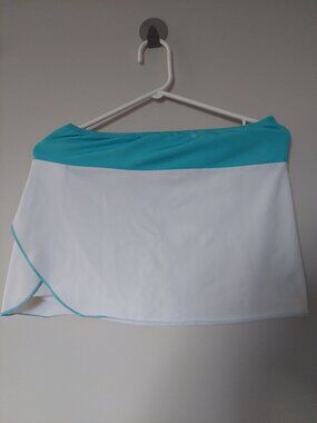 DTL Sport USA Side-Slit Tennis Skort White/Light Blue Size S